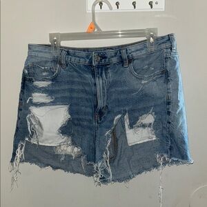 American Eagle Outfitters Blue Ripped Jean Shorts